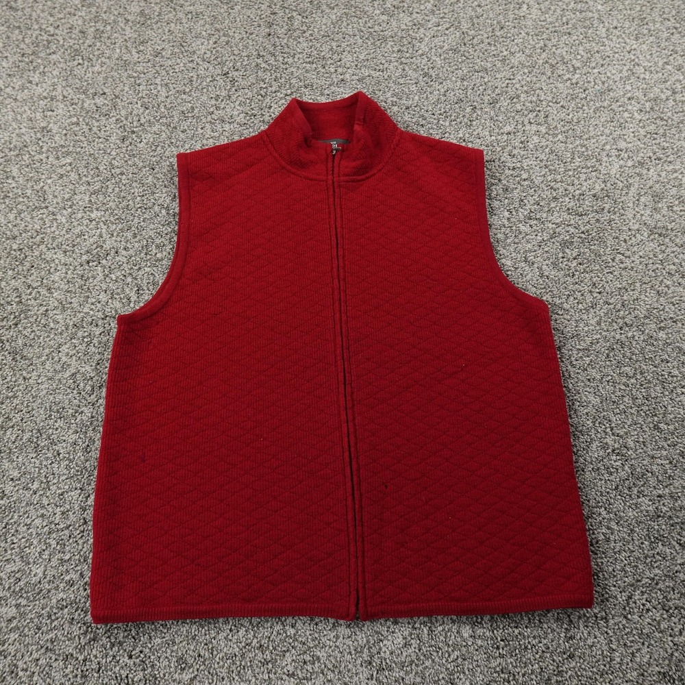 Woolrich‎ Vest Womens L Red Full Zip Wool Sleeveless Sweater Jacket Outdoor Hike